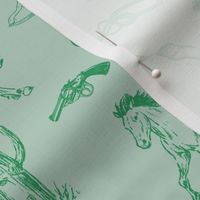 Emerald on Green Cowboy Toile de Jouy 