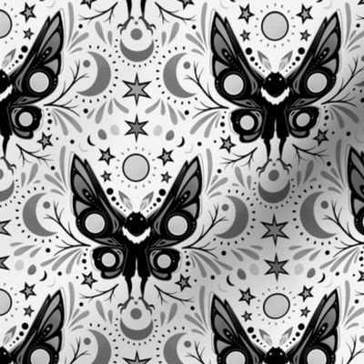 Mothman Damask Black and White