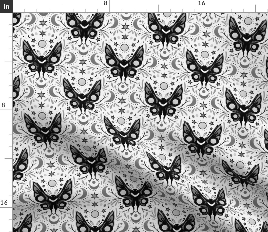 Mothman Damask Black and White