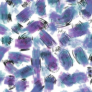 Abstract Play in Purple & Blue with Black on White