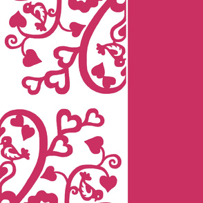 Love birds - 72 inch square, cheater quilt - passionate pink