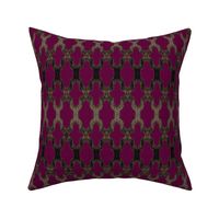 Faux Woven Quatrefoil Bronze on Raspberry Purple