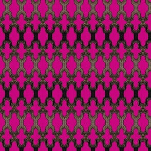 Faux Woven Quatrefoil Bronze on Magenta Pink