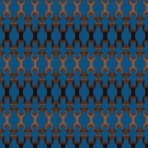 Faux Woven Quatrefoil Bronze on Blue