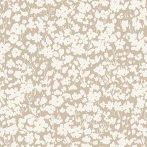 Winnie ditsy floral B Tan beige ivory  SMALL SCALE