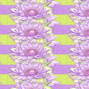 Green and Purple Rows of Colorful Watercolor Flowers