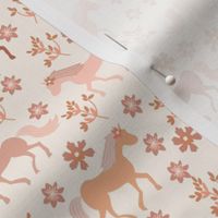 horses and flowers in peach orange - small