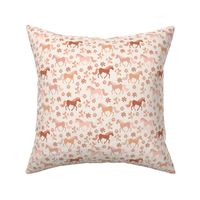 horses and flowers in peach orange - small