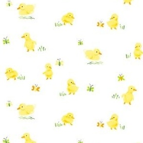 Small Yellow Baby Ducks and Butterflies