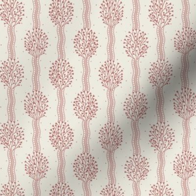 Cosette light: Dusty Red & Off White Bouquet Ribbon Stripe, Red Small Floral