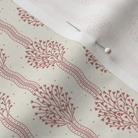 Cosette light: Dusty Red & Off White Bouquet Ribbon Stripe, Red Small Floral