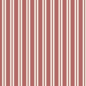 Allix Stripe: Dusty Red Classic Stripe, Clay Red Narrow Stripe