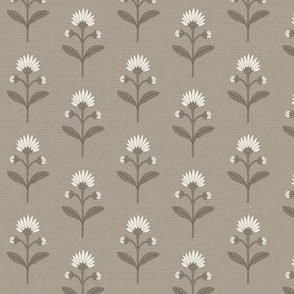Naomi Floral: Stone Gray Small Floral, Small Scale Neutral Botanical