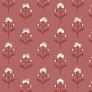 Naomi Floral: Dusty Red Small Floral, Small Scale Clay Red Botanical