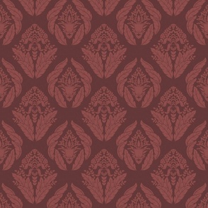 Damask in Burgundy and Antique Rose - Medium Version