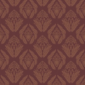 Damask in Burgundy and Rust - Medium Version