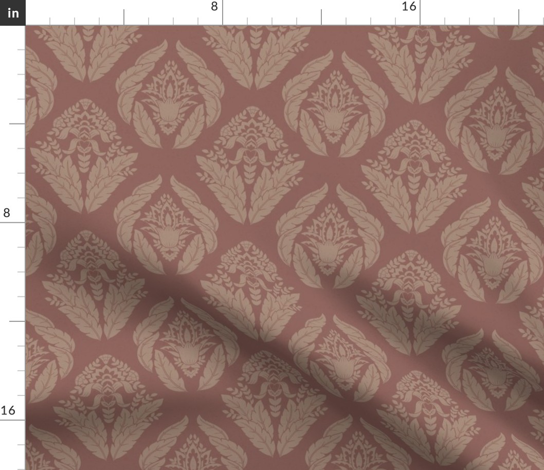 Damask in Cinammon and Taupe - Medium Version