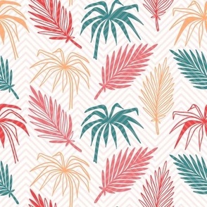 Colorful Tropical Palm Tree Leaves Striped Chevron 1