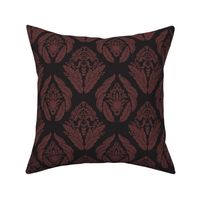 Damask in Ink and Burgundy - Medium Version