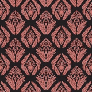 Damask in Ink and Rose - Medium Version