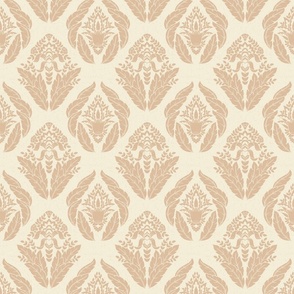 Damask in Ivory and Light Taupe - Medium Version