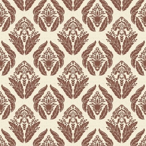 Damask in Ivory and Rust - Medium Version