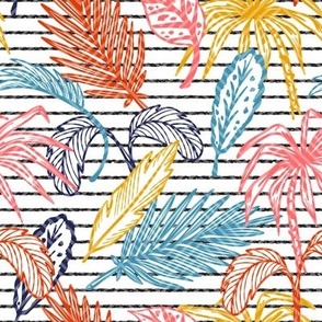 Colorful Tropical Palm Tree Leaves Striped 1