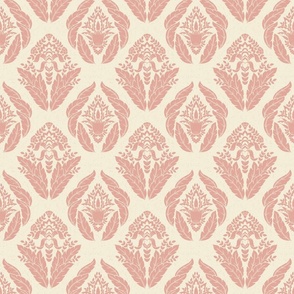 Damask in Ivory and Vintage Rose - Medium Version