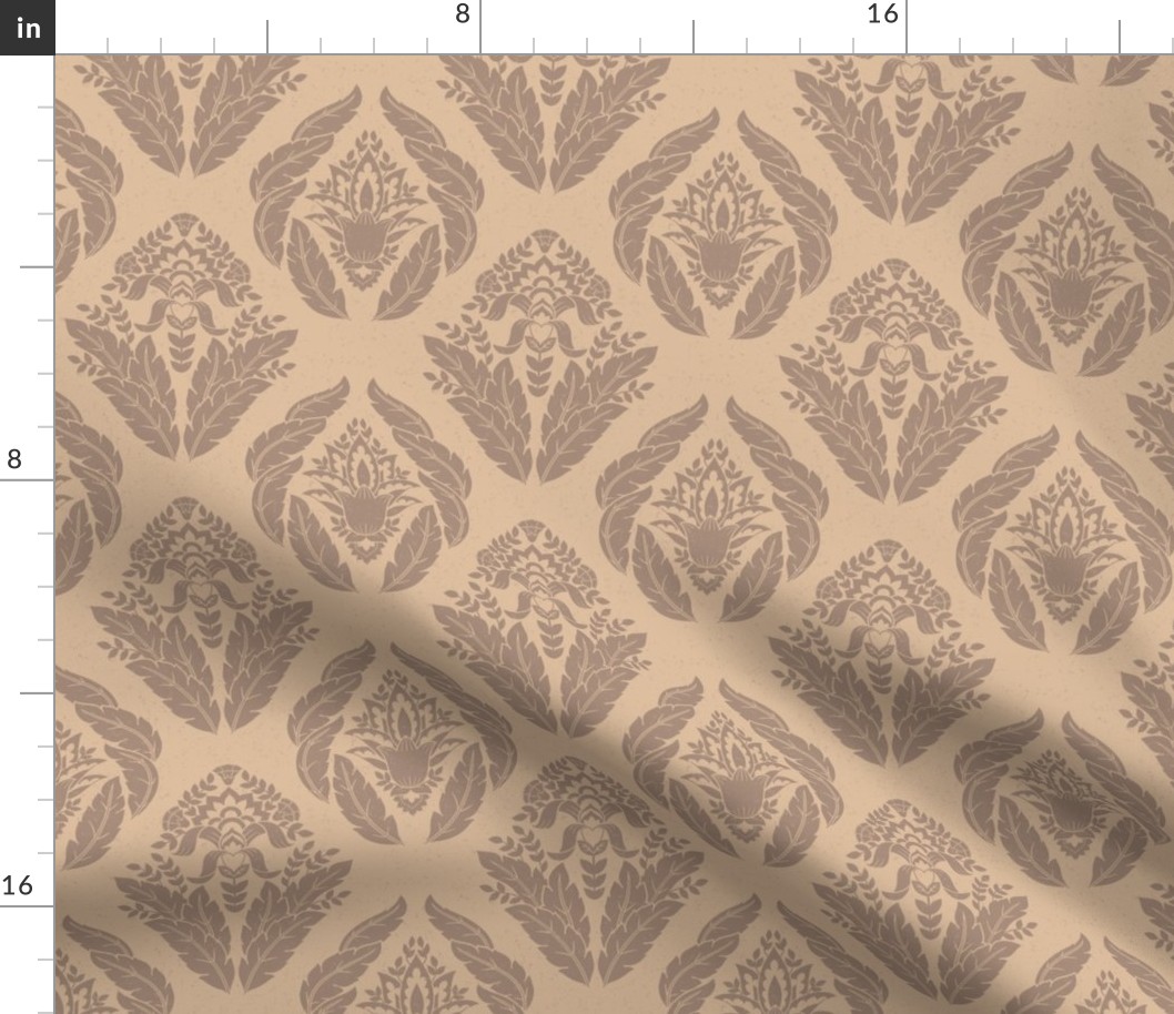 Damask in Light Taupe and Taupe - Medium Version