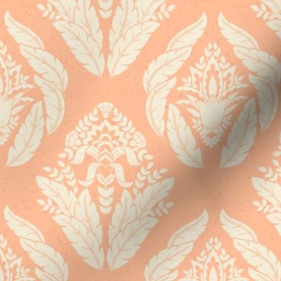 Damask in Pantone Color of the Year Peach Fuzz - Medium Version