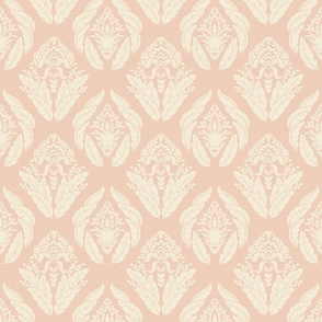 Damask in Shell Pink and Ivory - Medium Version