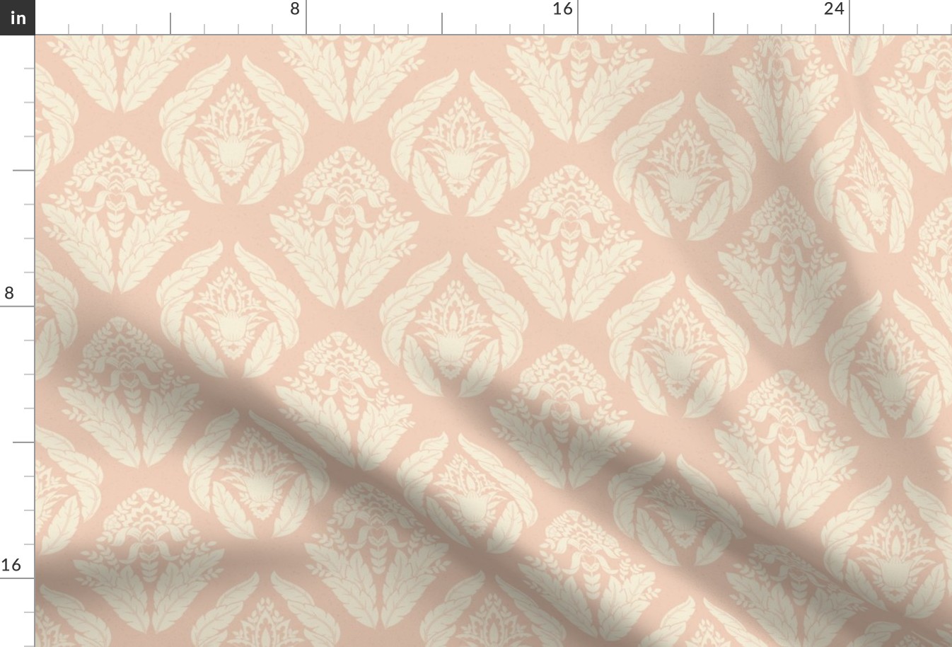 Damask in Shell Pink and Ivory - Medium Version