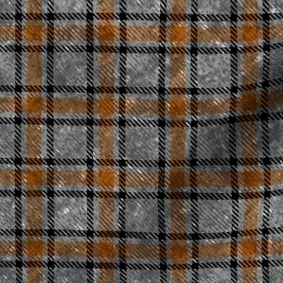 (Small) Urban Streetwear Textured Tartan Plaid Orange