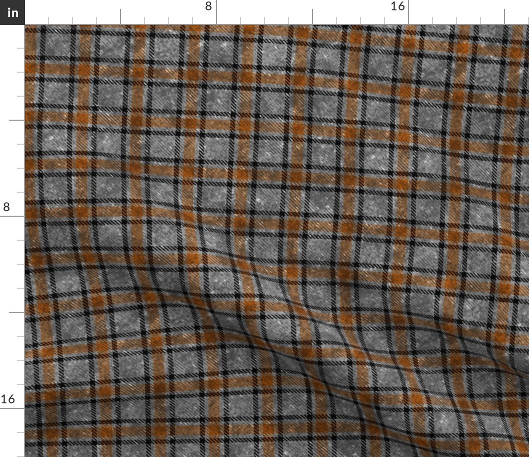 (Small) Urban Streetwear Textured Tartan Plaid Orange