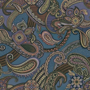Paisley Intrigue with Teal Background