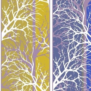 olive blue vertical striped pattern with tree branches