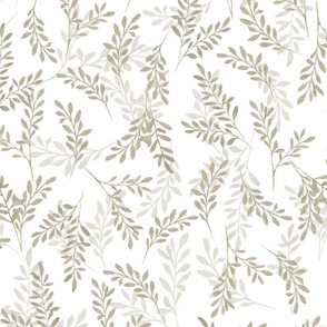 Simple Sage Green Watercolor Leaves