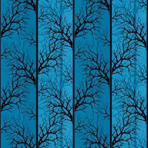 black blue vertical striped pattern with black tree branches 