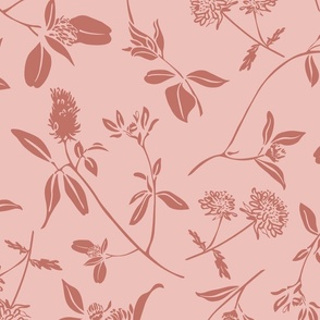 (L) Wild Clover Flowers - Rose Pink - Terra Cotta Tile