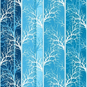 white blue vertical striped pattern with white tree branches