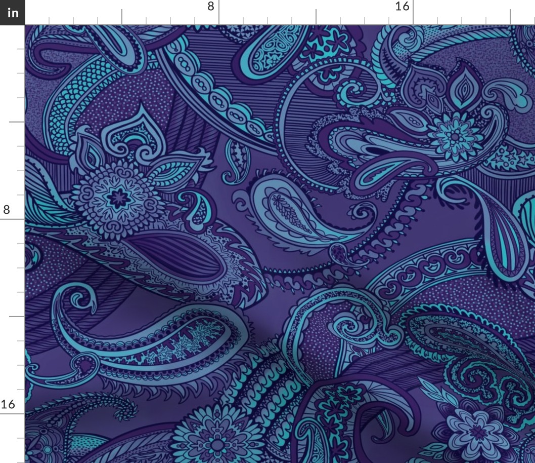 Blue on Blue Bouncing Bling Paisley