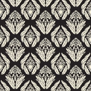 Damask in Ink and Ivory - Medium Version