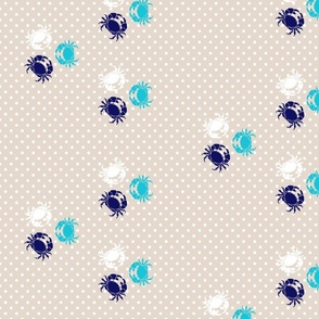 Blue Crab polka dots cream
