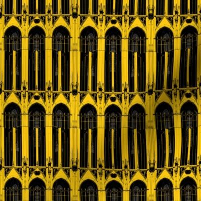 Midnight Cathedral: Gothic Architecture in Yellow and Black