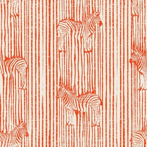Surreal Zebra Stripes in Sunset Orange on Cream