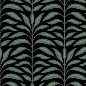 Large Modern Palm Leaf Botanical in Black Emerald 6in