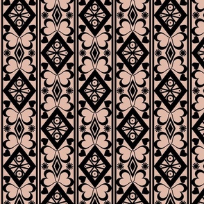black openwork lace pattern in retro style on a brown background