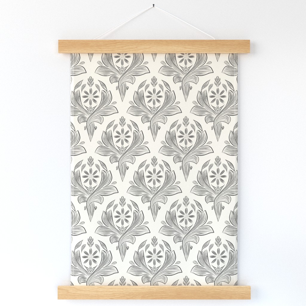 medium scale // classic botanical line art - creamy white_ raisin black 02