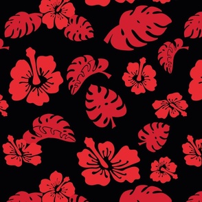 Hawaiian Shirt Red on Black