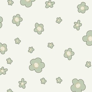Spring Floral medium scale on solid background Mint Green